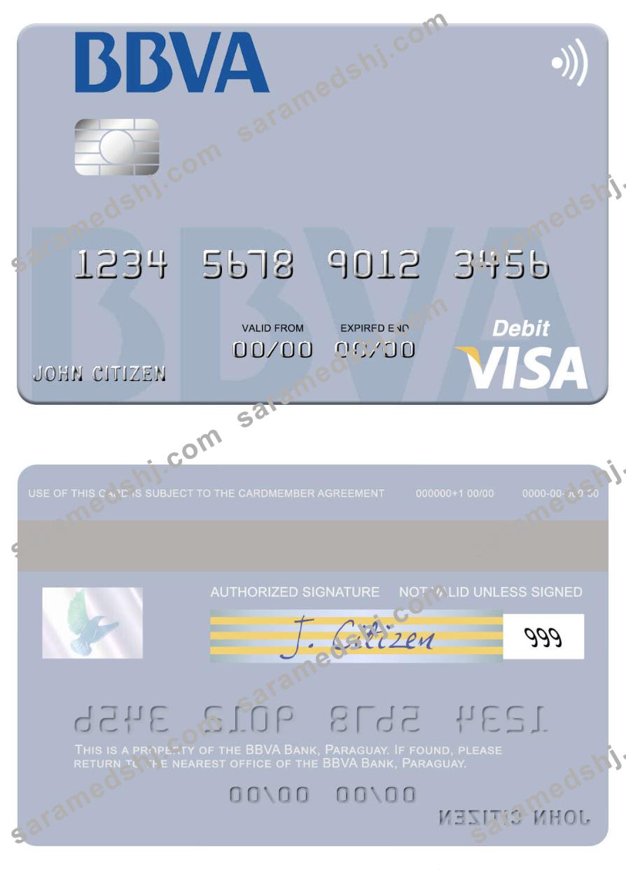 Paraguay BBVA Bank visa debit card